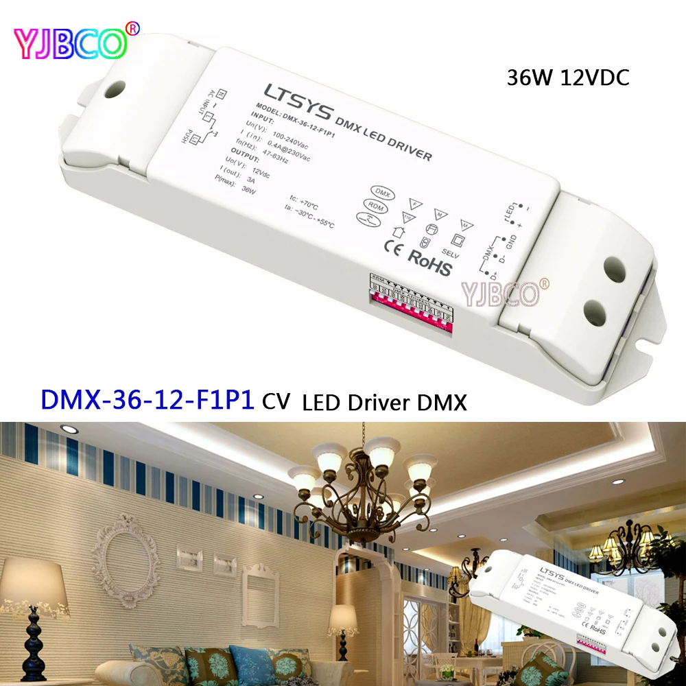 

led dimming intelligent driver;DMX-36-12-F1P1;DMX512/RDM 12V/3A/36W output AC100-240V input CV DMX LED driver