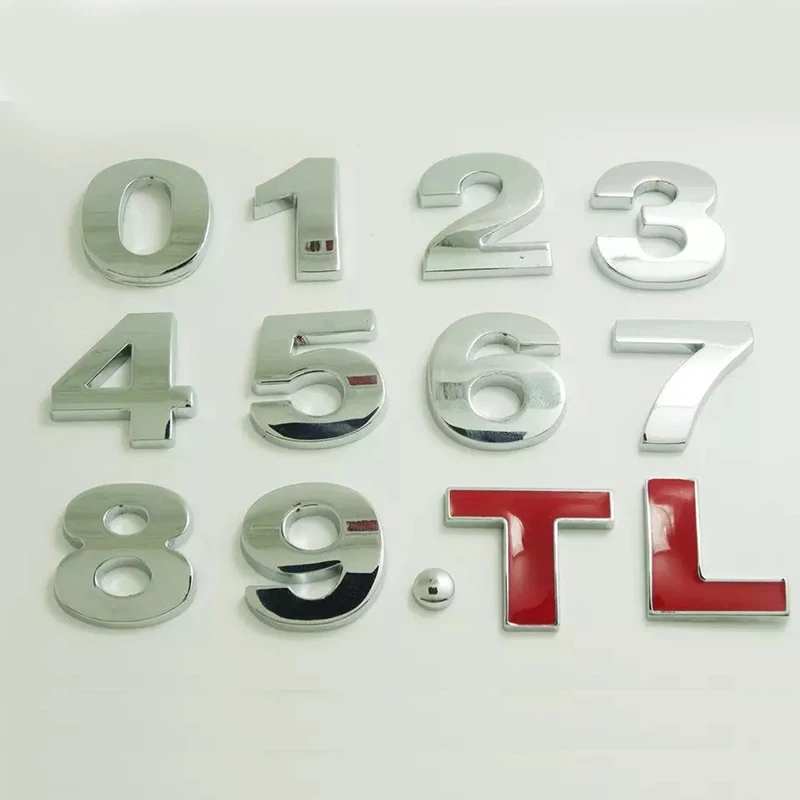 Car stickers letters Metal English letter stickers Digital stickers displacement digital 3D stereo stickers car English numbers