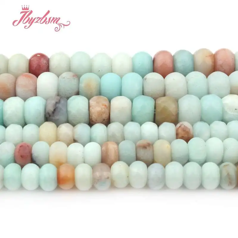 

3x6 4x8mm Smooth Matte Faceted Mutil-Color Amazonite Stone Rondelle Spacer Bead for DIY Bracelet Jewelry Making 15"Free Shipping