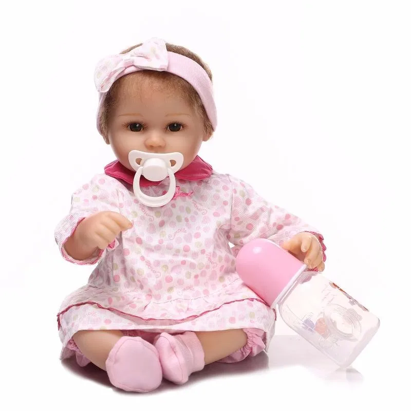 

New arrivals 16inch 42cm Reborn Baby Dolls Silicone Reborn Babies bebe alive coll pink toy Kids Playmate Birthday New Year Gift