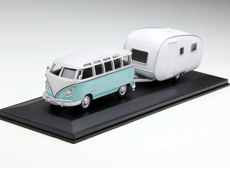 

1:43 retro T1 wagon BUS A model of a van and a trailer alloy car Collection model