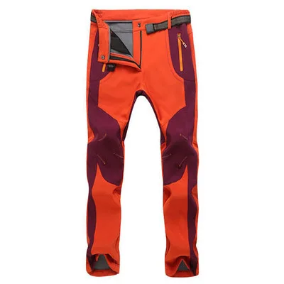 Новые мужские и женские туристические штаны для рыбалки, походов, для улицы, флисовые брюки, водонепроницаемые, ветрозащитные, тепловые, для кемпинга, лыжные, флисовые, альпинистские - Цвет: women orange