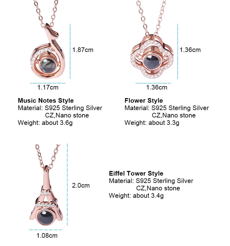 rose gold flower silver pendant necklace christmas gift 11