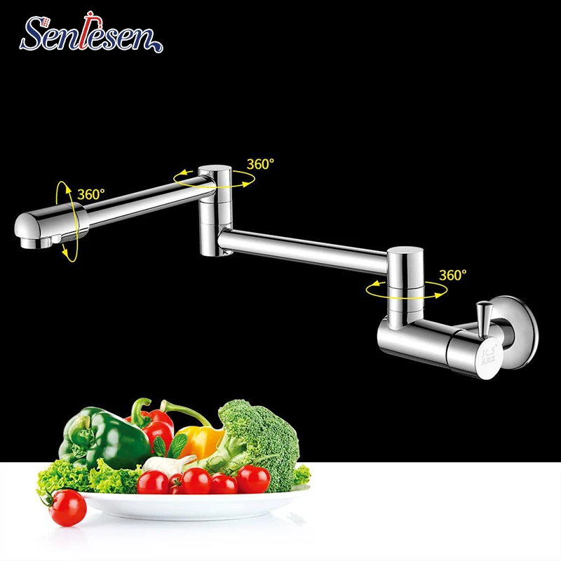 

Senlesen Kitchen Faucet Wall Mount Single Handle Single Cold Water Tap Chrome/ Gold/ Nickle/ ORB 360 Rotation Basin Faucets