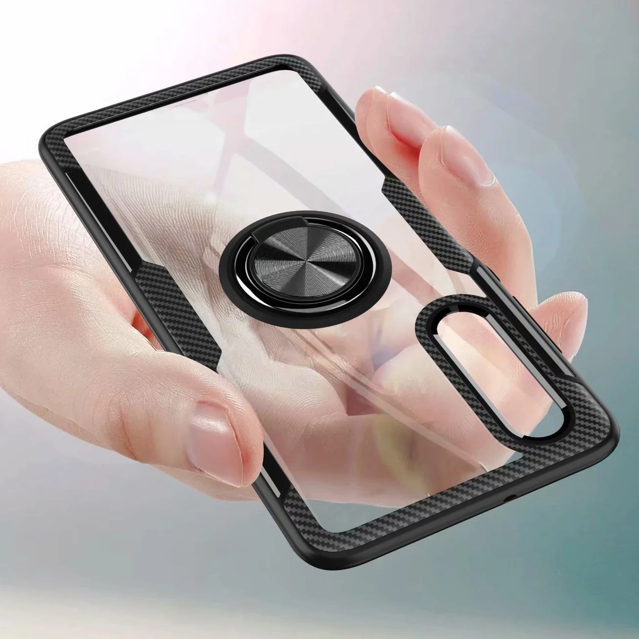 

For Huawei P30 Pro Case With Ring Stand Magnet Transparent shockproof Protective Back Cover case for huawei p30 p30pro shell