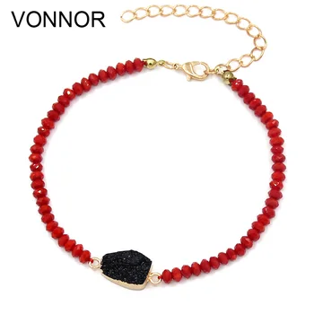 

VONNOR Fashion Red Glass Beads Strand Black Resin Charm ankle Bracelet Anklets For Women Summer Foot Chain Jewelry