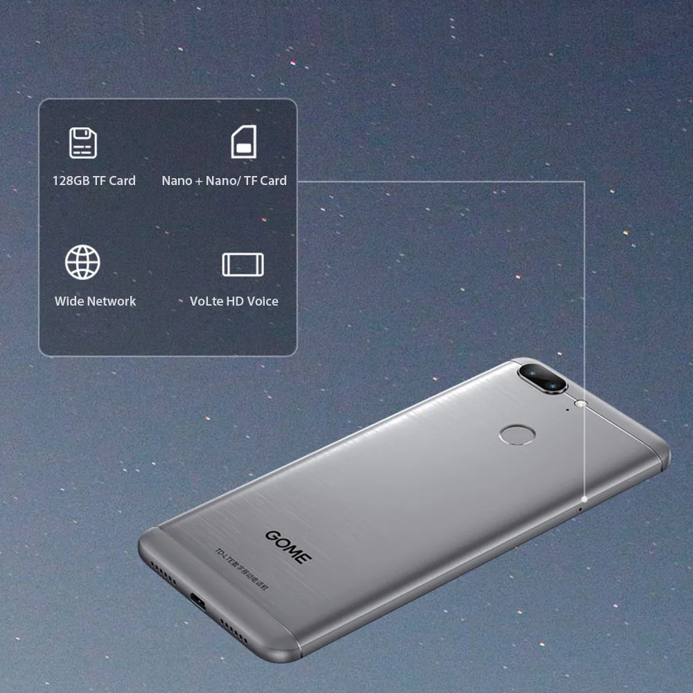 Мобильный телефон GOME S7, 5,7 дюймов, 4 Гб ОЗУ, 64 Гб ПЗУ, Восьмиядерный процессор MT6750T, 13,0 МП камера, Android 7, две sim-карты, 4000 мАч, смартфон с отпечатком пальца