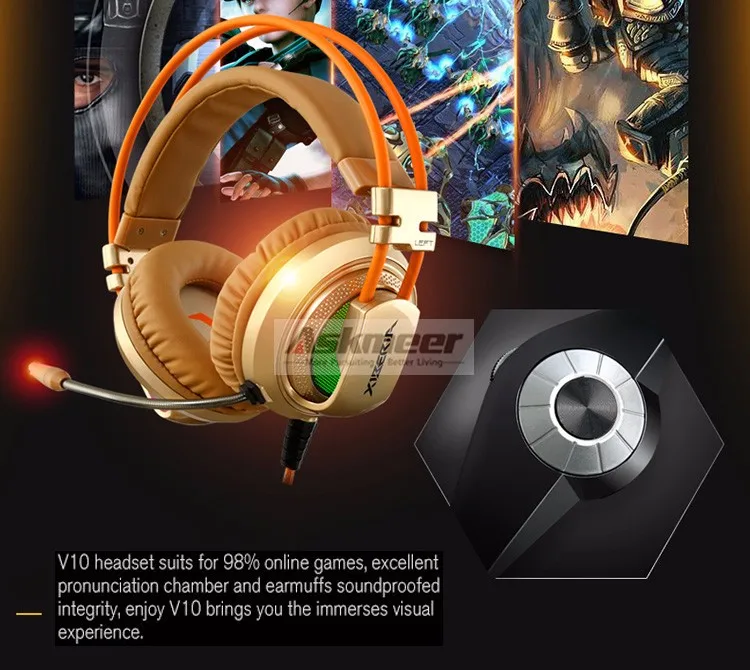 Best Computer Gaming Headset Headband with Microphone Mic XIBERIA V10 Heavy Bass  Stereo Game Headphone Light for PC Gamer (10)