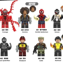 80 шт. X0166 Super Hero Cranage Venom домино Зомби Черный Человек-паук кабель Дэдпул строительные блоки кирпичи Детские Подарочные игрушки