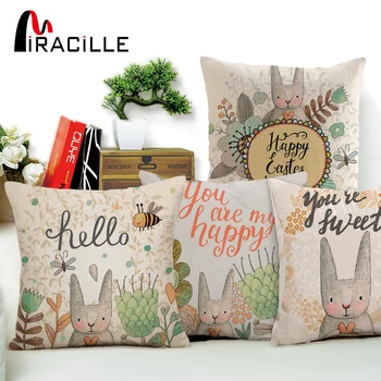 

Miracille Animal Cushion Cover Cute Cartoon Rabbit Series for Children Decorative Throw Pillowcase for Sofa Car Chair Home Decor