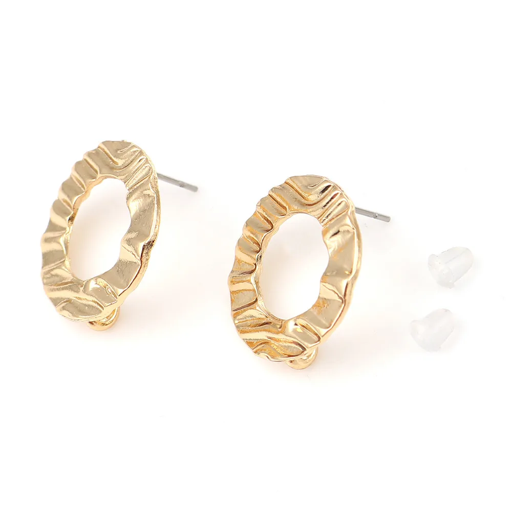 DoreenBeads, цинковый сплав, сделай сам, серьги-гвоздики, фурнитура, Круглый Стиль, Золотая петля, 20 мм, размер стойки/проволоки:(21 калибр), 6 шт