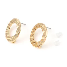 DoreenBeads, цинковый сплав, сделай сам, серьги-гвоздики, фурнитура, Круглый Стиль, Золотая петля, 20 мм, размер стойки/проволоки:(21 калибр), 6 шт