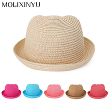 MOLIXINYU/Детская шляпа; летняя шляпа для мальчиков и девочек; пляжная кепка для детей; однотонная пляжная кепка для маленьких девочек; соломенная шляпа; модная детская Кепка От Солнца