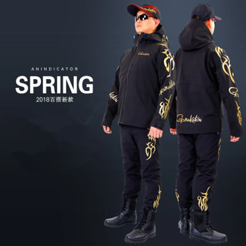 

2018 NEW Gama Men's Fishing Clothing Set Fishing jacket Parka Coat Autumn And Winter Outdoors Waterproof Plus Velvet Warm Suit