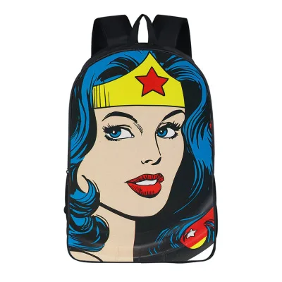 

2019 Hot 16 inch Superhero Wonder Woman Casual backpack Men boy girl School Bags travel Shoulder Bag Laptop Bags for Teenagers