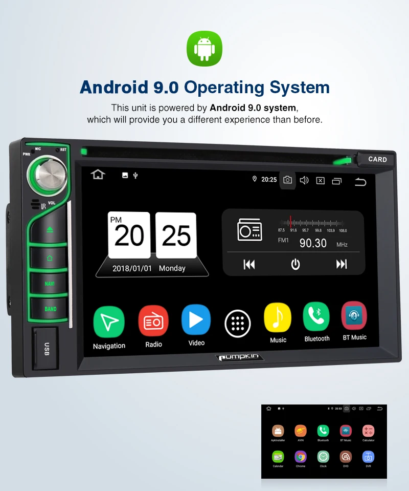 Discount Pumpkin 2 Din 6.2"Universal Android 9.0 GPS Car Radio RAM 4G ROM 32G Stereo Audio Player GPS Navigation Wifi OBD2 DAB FM RDS 5