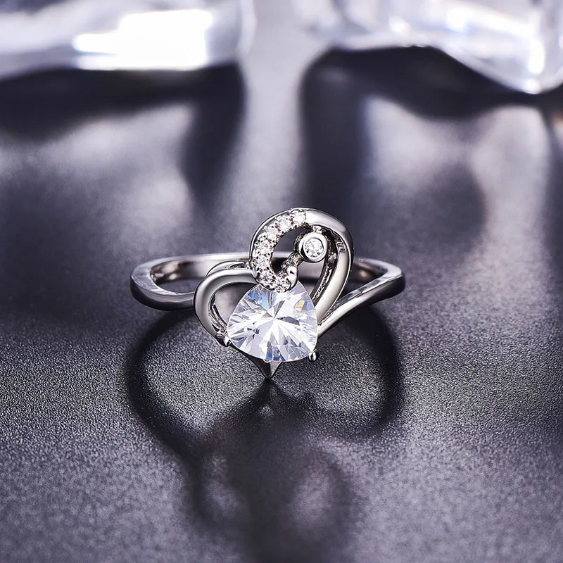 OneRain Серебро 925 Пробы 7*7 мм драгоценный камень аметист камень для свадьбы обручение кольцо с сердцем, увелирные украшения Размер 6-9