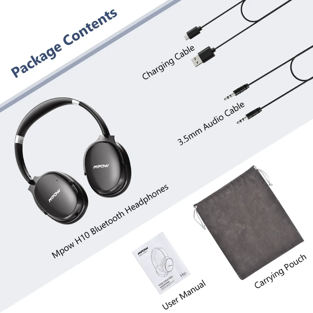 Mpow H10 activa de ruido cancelación de Bluetooth inalámbrico auriculares 18-25 H tiempo ANC Auriculares auriculares con micrófono para iPhone huawei Xiaomi - 6