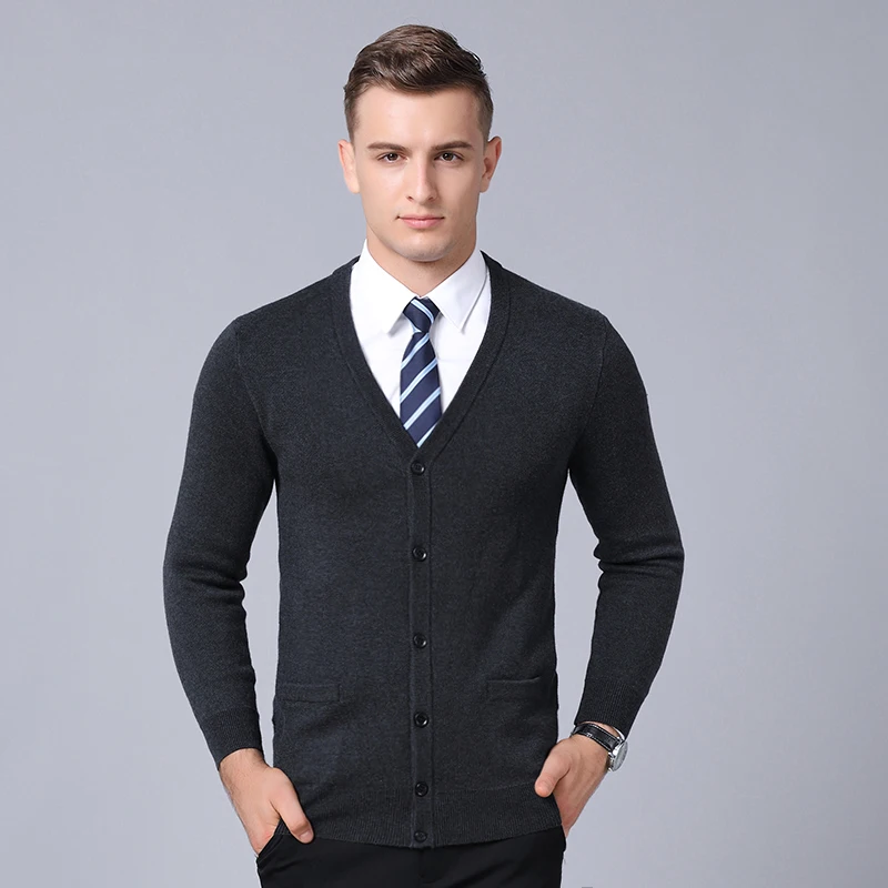 2019 новый модный бренд свитер человек монотонный Кардиган Slim Fit вязаные Джемперы Толстая Осень корейский стиль Повседневное Для мужчин