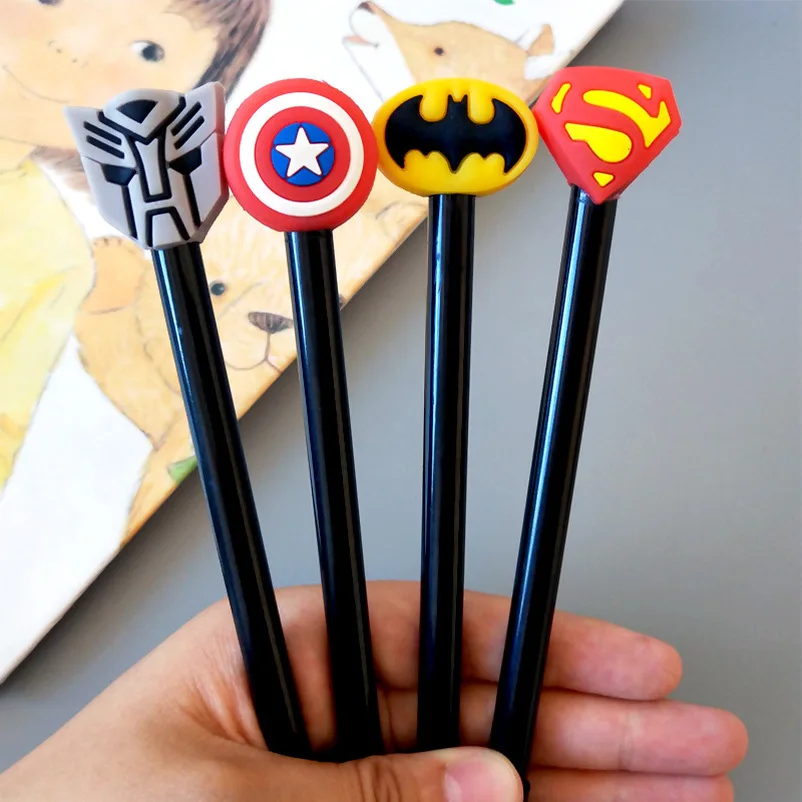 

40 Pcs Creative Hero Neutral Pen Black Waterborne Pen Student Supplies Stationery Gel Pen Cute Stationary Wholesale