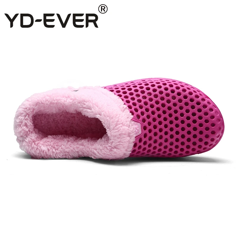 Yd-ever зимние тапочки; обувь для влюбленных пар; теплая меховая Уличная обувь; садовая обувь с отверстиями
