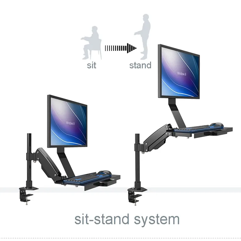 Настольный держатель для монитора компьютера с полным движением, держатель для монитора+ держатель для клавиатуры, пружинный кронштейн W809