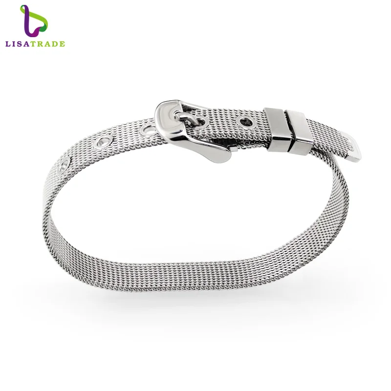 8mm/ 10mm Stainless Steel Wristband Bracelet Fashion Accessory Fit for Slide Letters Charms LSBR01-02