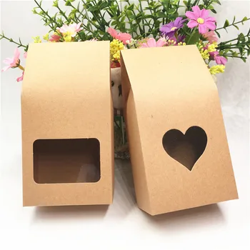 

24Pcs/Lot Hard Cardboard Blank Hollow Snack Cake Snack Box Decoration Box Christmas Eve Supplies Square Heart-Shaped PVC Window