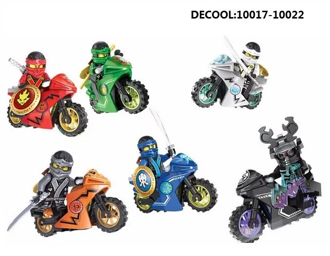 Decool Ninjagoes Kai Jay Cole Zane Lloyd Lord Garmadon with Motorcycle Building Block Set Kids Toy