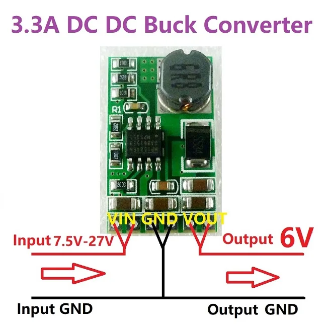 3.5A DC-DC преобразователя постоянного тока с понижающим регулировки напряжения 4,5 V-27 V постоянного тока до 3V 3,3 V 3,7 V 5V 6V 7,5 9V 12V - Цвет: Output 6V