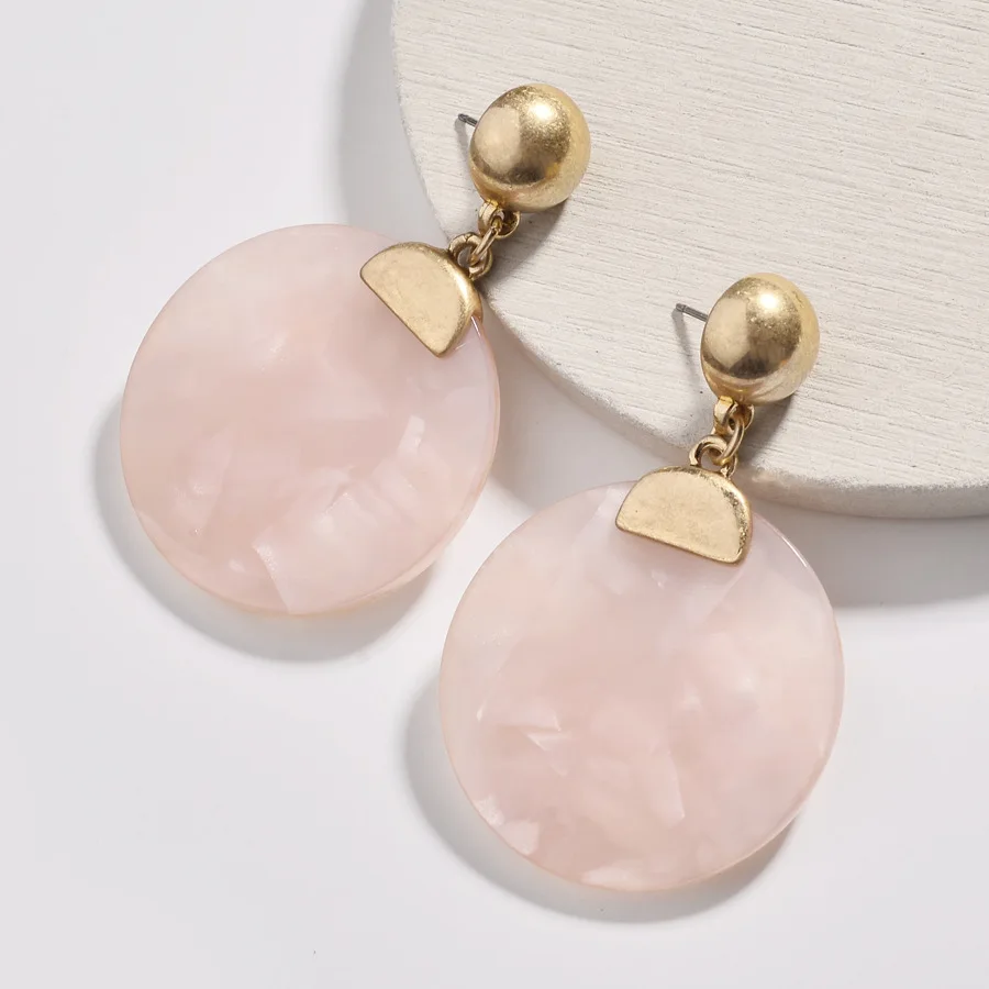

Acrylic round Dangle earrings luxury brand resin drop earring brincos 2018 new drop shippong wholesale white pink beige