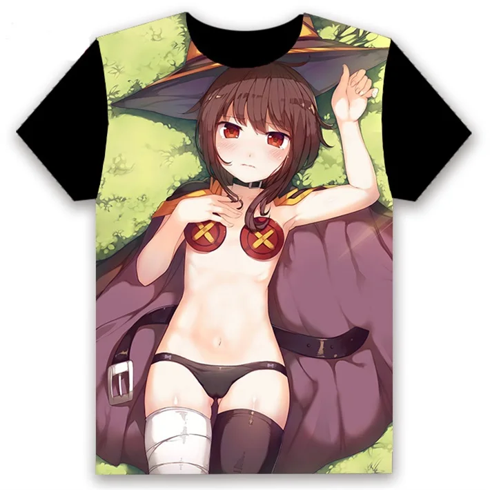 Модная мужская футболка аниме KonoSuba Megumin Aqua Darkness сексуальный косплей короткий рукав унисекс Повседневная Черная футболка под заказ - Цвет: 27