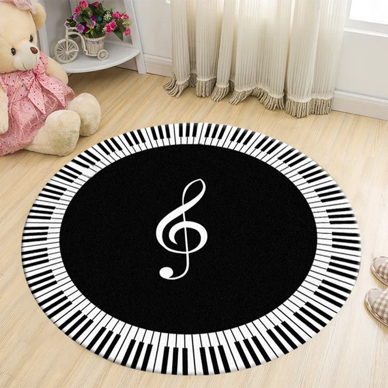 

Round Carpet New Piano And Keyboard Round Carpets For Living Room Home Area Rugs For Bedroom Kids Cartoon Computer Chair DoorMat