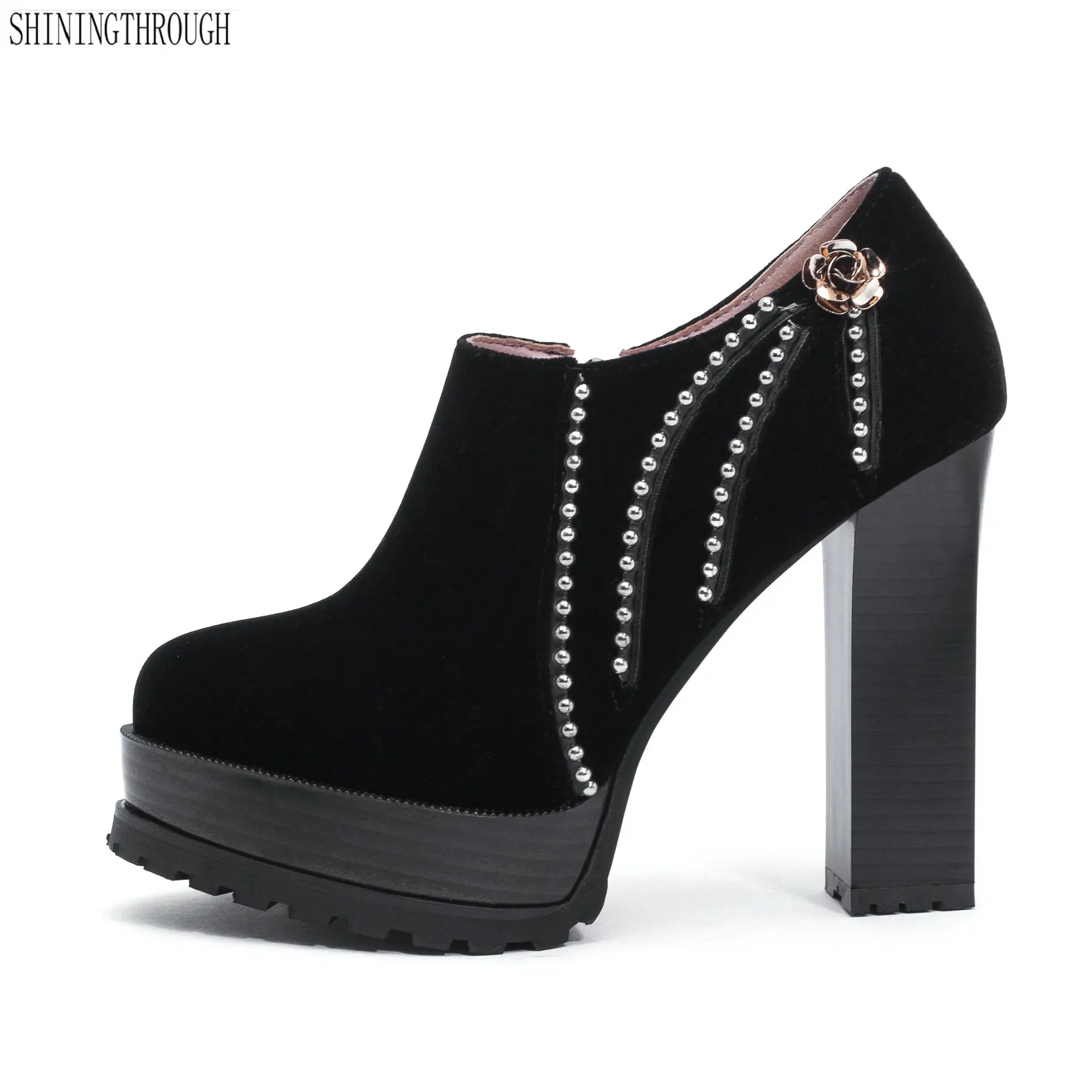 

fall shoes Women Pumps High Heels Casual Shoes Woman Black Round Toe Shoes Platform 2019 New Autumn