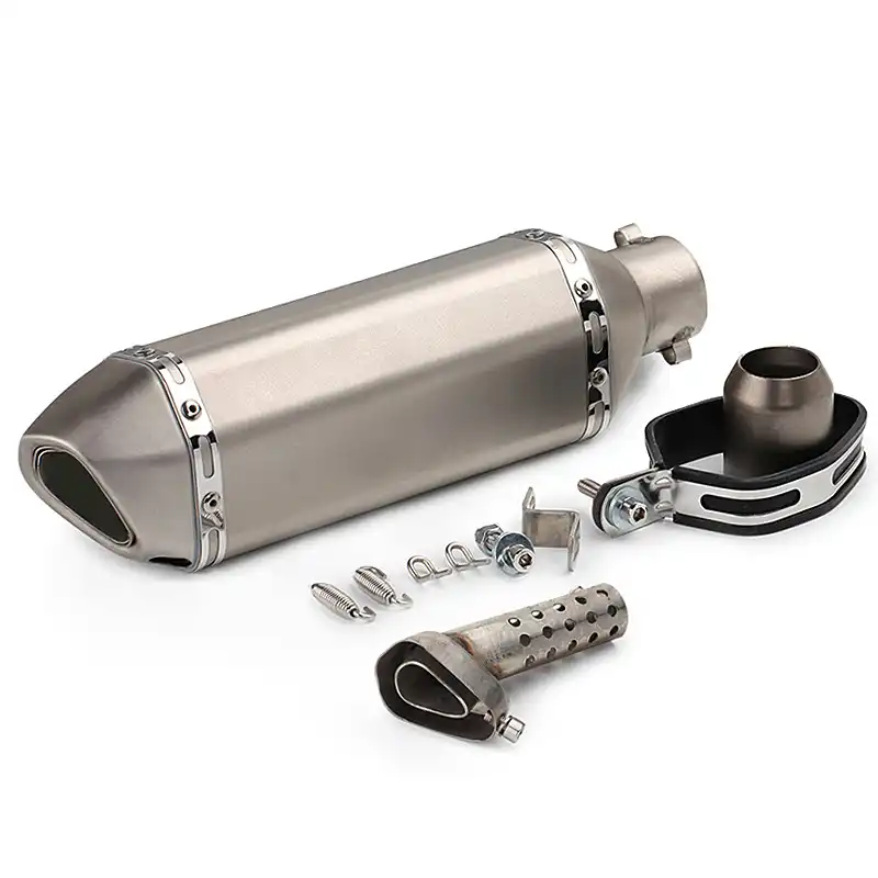 51MM Motocicletas Scorpio Universal Puntas de escape de doble cabeza Tubo silenciador Modificado Acero inoxidable Moto Silenciador Tubo de escape Reacondicionamiento Scooter Pit Dirt Bike Parts ,C