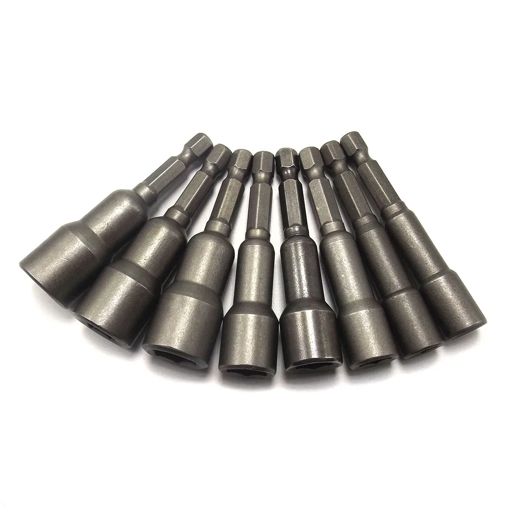 8pcs 6-13mm Magnetic Hex Socket Nut Setters Driver Bits 65mm Length Electric Screwdriver Socket Nut Driver Set Socket Adapter