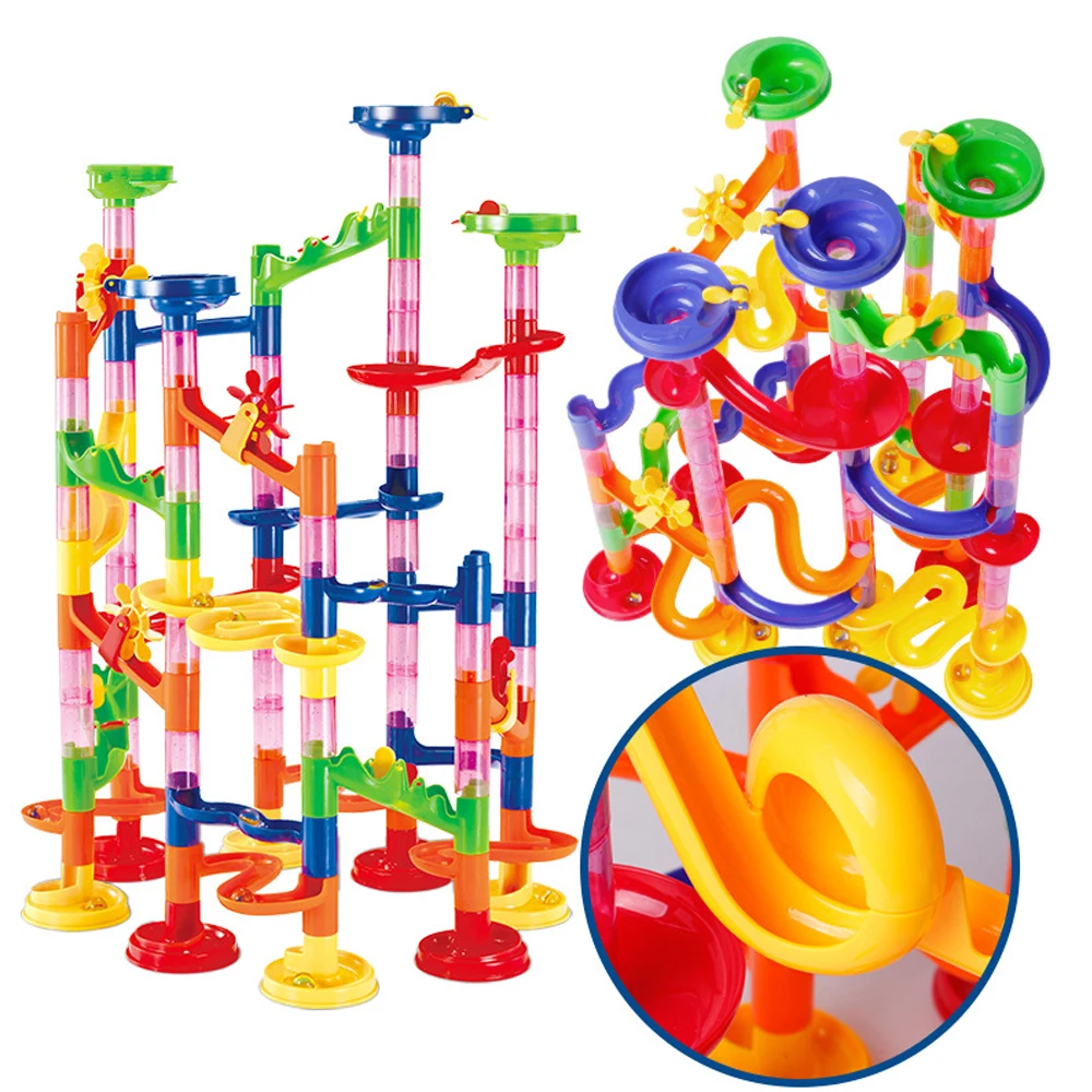 

29-105pcs Marble Race Run Pipeline Block Toys for Children DIY Plastic Maze Balls Track Construction Building Blocks Toys