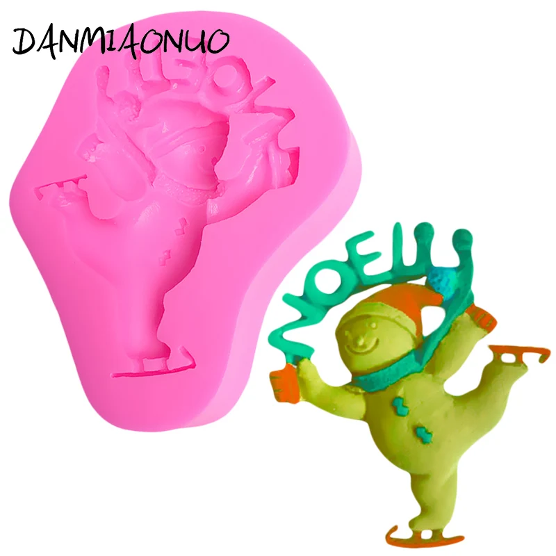 

Ice Skating Snowman Christmas Silicone Mould Fondant Cake Decorating Tools for Candy Chocolate Soap Clay Silicone Muffin Mold 3D