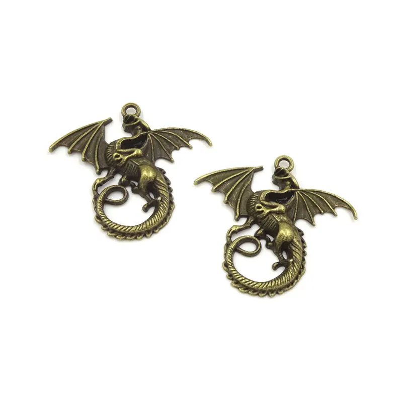 

20pcs Antique Bronze Dragon Pendant 42*45mm Pingentes Para Colar Jewelry Materials Schmuck Basteln