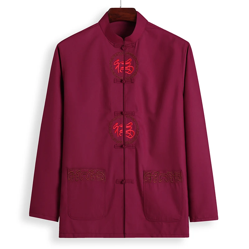 Chinese Man Tunic Suit Jackets Mandarin Collar Blazers Men Tangzhuang Mao Suits Mans Embroidery Blazer Costume Oriental Wearing