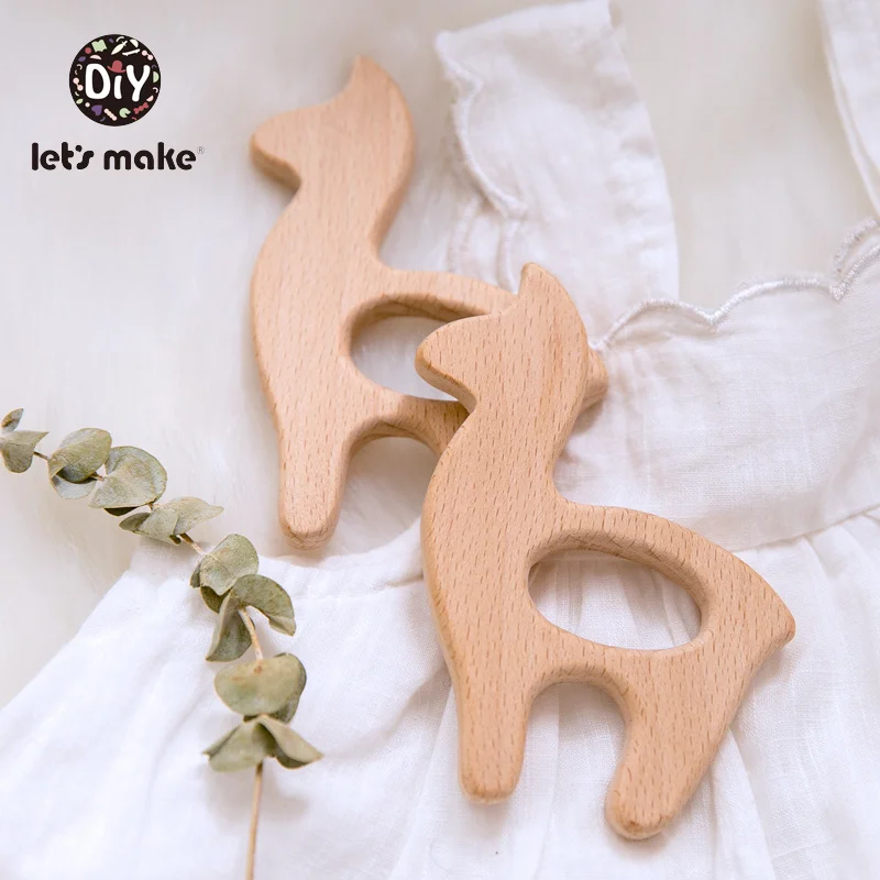 

Let's Make 10pc Baby Teethers Food Grade Beech Wood Teething Toy Alpaca Diy Necklace Animal Baby Product Bpa Free Wooden Teether