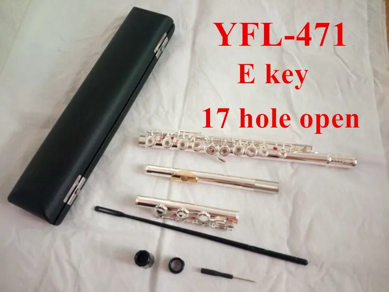 

TOP Genuine new flute YFL-471 music instrument 17 hole E key open music C primary flute Silve plated With Mouthpiece performance