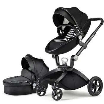 

Free shipping New arrival four wheel leather baby stroller folding trolley buggiest baby car carriage bebek arabasi