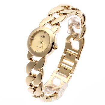 

A057 New Fashion G&D Women Wrist Watch Gold Single Chain Stainless Steel Band Analog Women's Luxury Fashion Quartz Wrist Watch