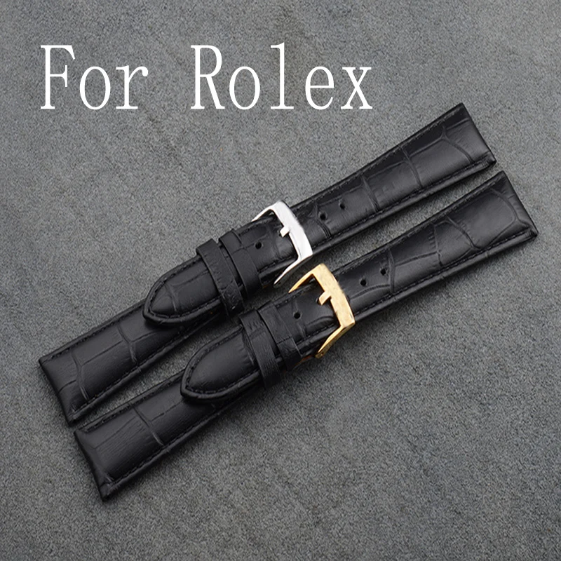 ФОТО Luxury Band New 20MM Black Genuine Leather Watchband Watch Band Strap Bracelet For Role xwatch With Original Logo
