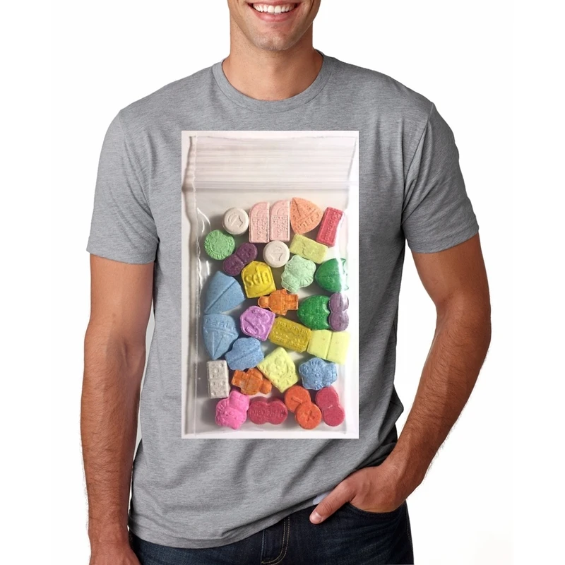 80 х Rave Music футболка экстази таблетки XTC Cocaines Drugs мужские футболки camisetas masculino 90 s личность футболка homme Топы - Цвет: GRAYFC6123