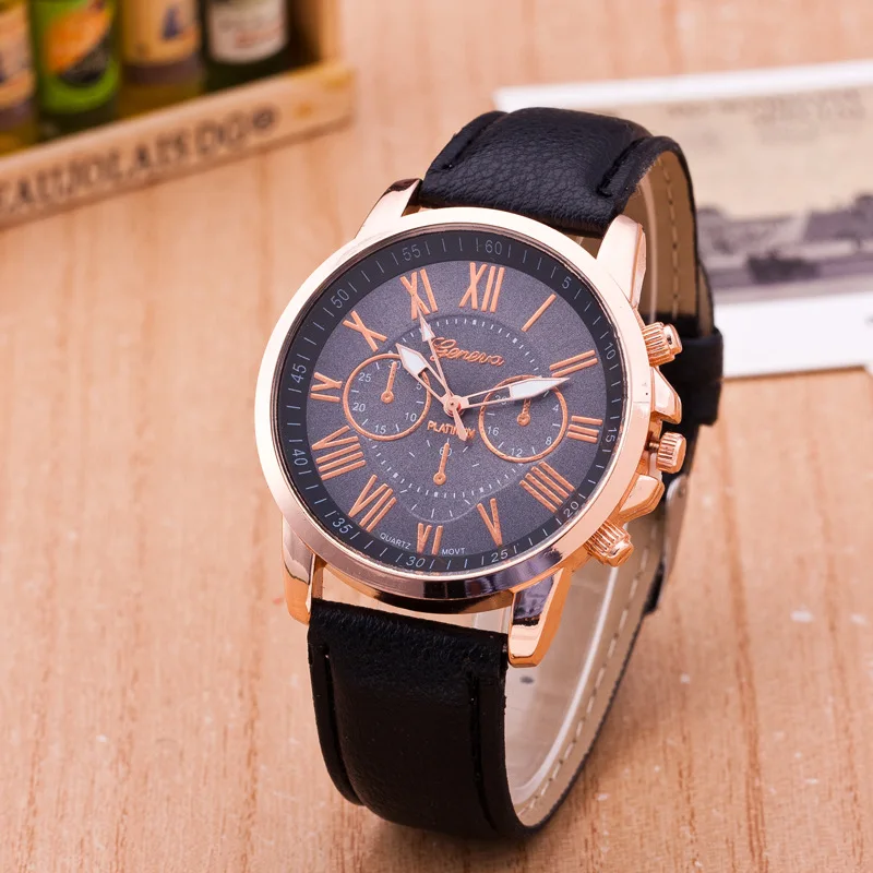 Quartz Wristwatches Woman Watches Luxury Stylish Watch Three-Eye Double-Faced Roman Digital Belt Watch Womens Wristwatch Antique