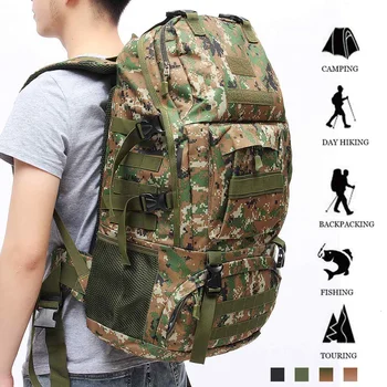 

60L Large Capacity Outdoor Mountaineering Camping Backpack Waterproof Camouflage Travel Daypack