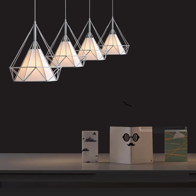 

Modern Pendant Lights Iron Minimalist Retro Light Pyramid Hanging Lamp Metal Cage with E27 LED Bulb 25cm