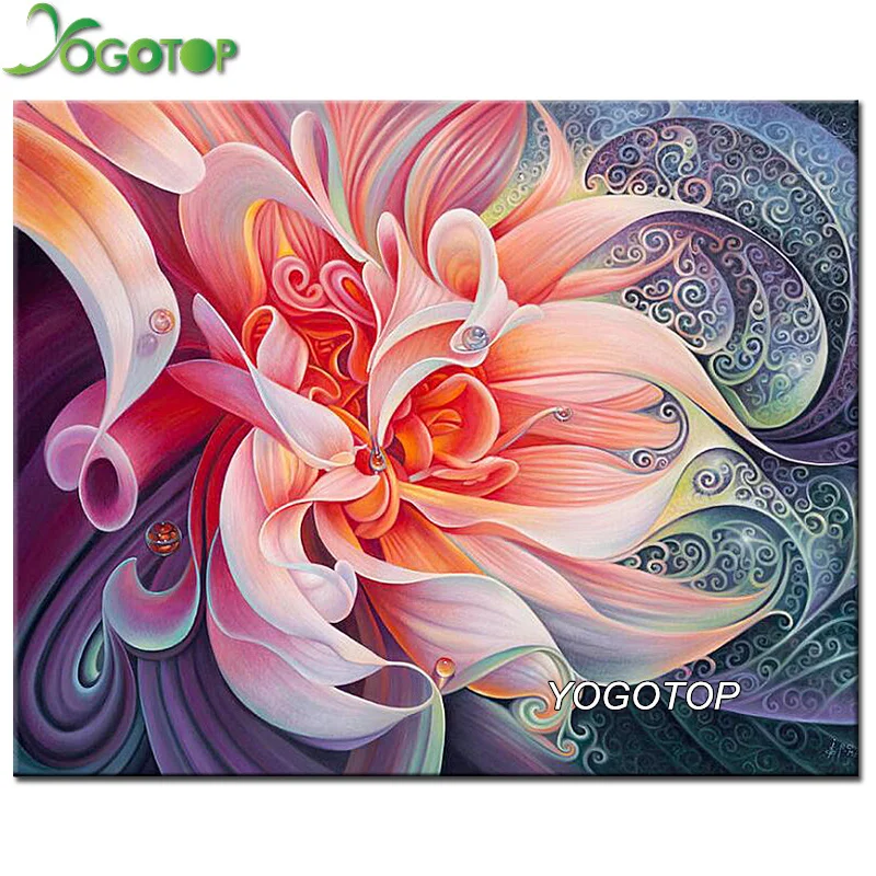 YOGOTOP DIY 5D Diamond Mosaic Pink flower 5D Full Diamond ...